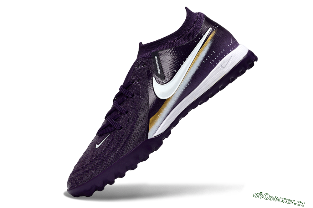 Men's Nike Phantom GX 2 Elite TF Artificial Turf Low-Tops Football Shoes - Purple/Deep Violet/Metallic Gold 5