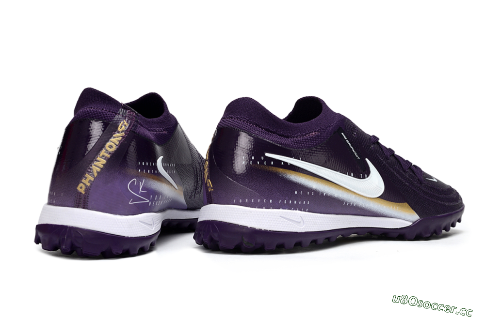 Men's Nike Phantom GX 2 Elite TF Artificial Turf Low-Tops Football Shoes - Purple/Deep Violet/Metallic Gold 6