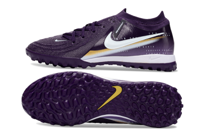 Men's Nike Phantom GX 2 Elite TF Artificial Turf Low-Tops Football Shoes - Purple/Deep Violet/Metallic Gold