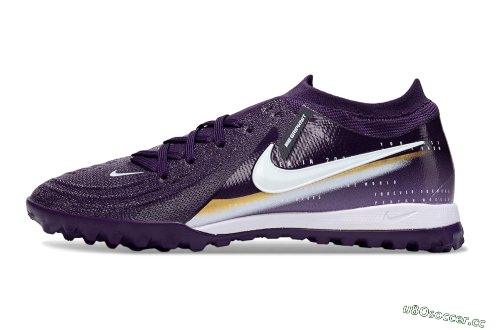 Men's Nike Phantom GX 2 Elite TF Artificial Turf Low-Tops Football Shoes - Purple/Deep Violet/Metallic Gold 0