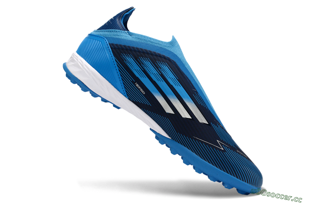 Unisex Adidas F50 Elite Laceless TF Artificial Turf Low-Tops Football Shoes - Blue/Sky Blue/Navy Blue 5