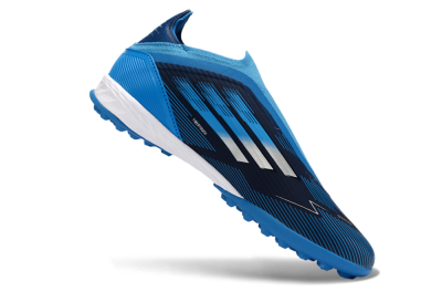 Unisex Adidas F50 Elite Laceless TF Artificial Turf Low-Tops Football Shoes - Blue/Sky Blue/Navy Blue
