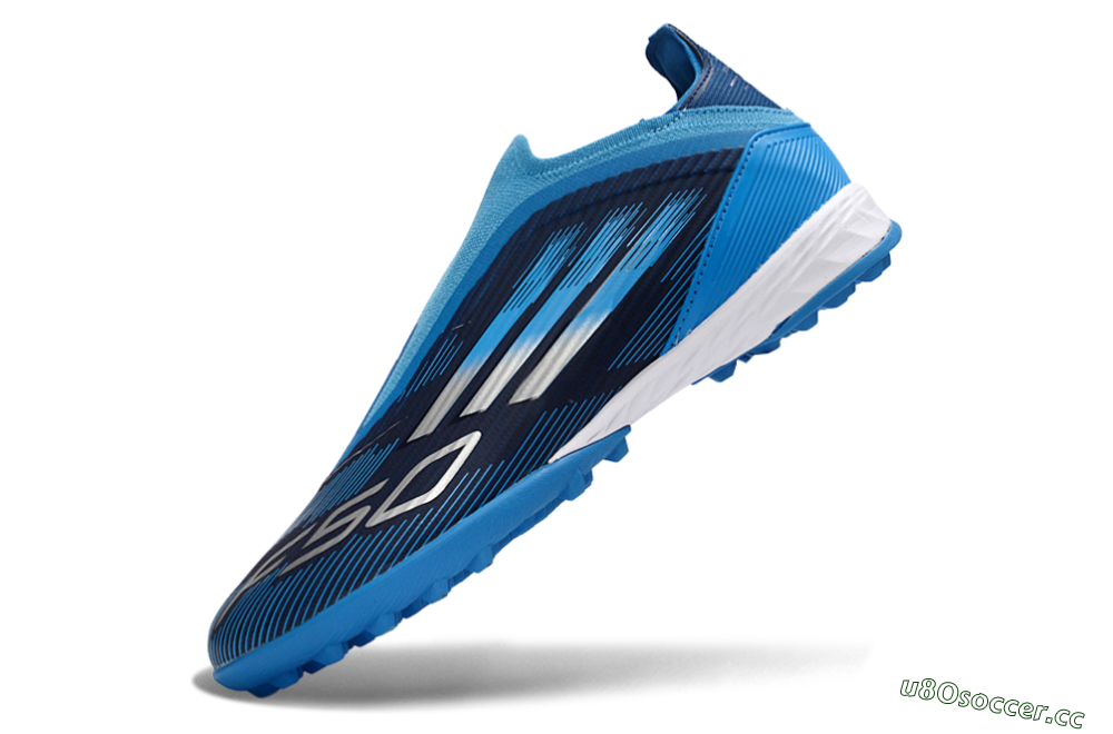 Unisex Adidas F50 Elite Laceless TF Artificial Turf Low-Tops Football Shoes - Blue/Sky Blue/Navy Blue 6