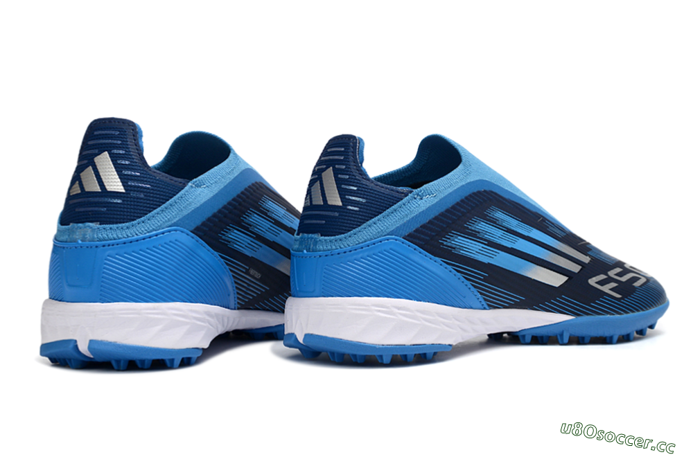 Unisex Adidas F50 Elite Laceless TF Artificial Turf Low-Tops Football Shoes - Blue/Sky Blue/Navy Blue 7