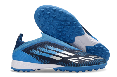 Unisex Adidas F50 Elite Laceless TF Artificial Turf Low-Tops Football Shoes - Blue/Sky Blue/Navy Blue