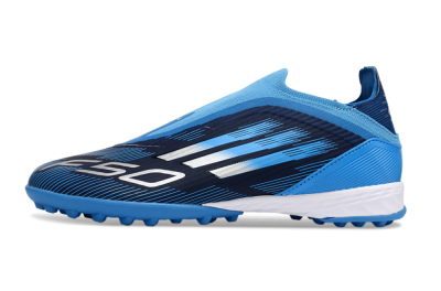 Unisex Adidas F50 Elite Laceless TF Artificial Turf Low-Tops Football Shoes - Blue/Sky Blue/Navy Blue