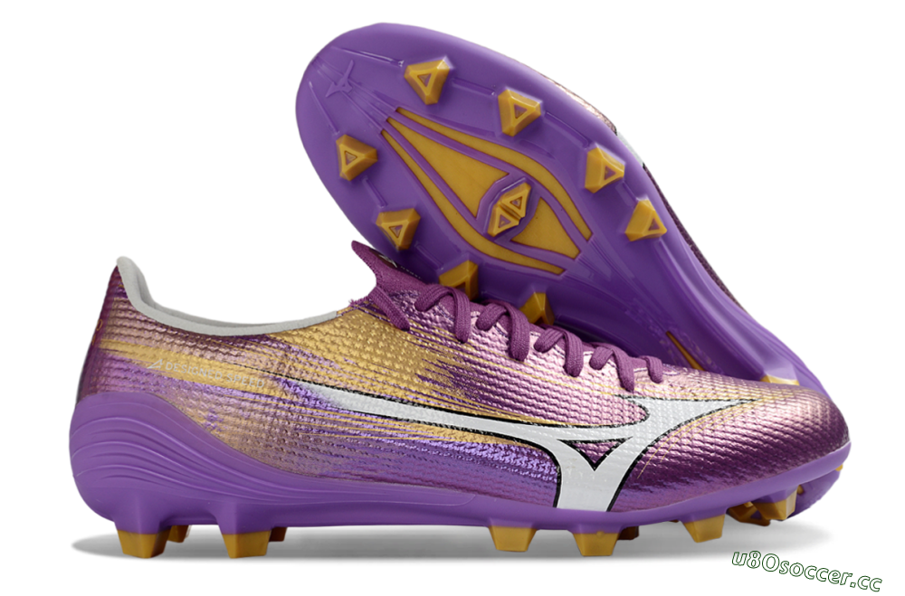 Men's Mizuno Alpha 3 FG Firm Ground Low-Tops Football Boots - Purple/Golden Lavender/Yellow Blaze 2