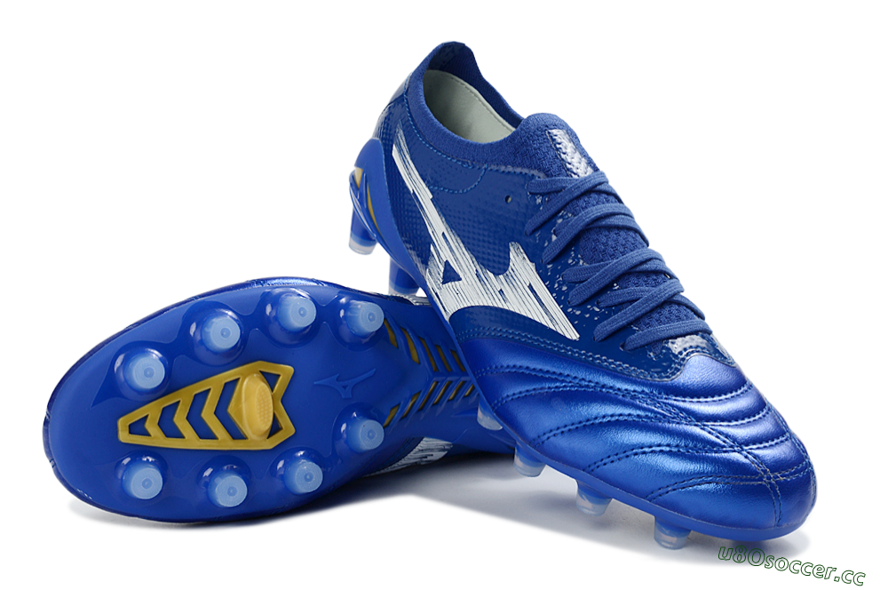 Men's Mizuno Morelia Neo 3 FG Firm Ground Low-Tops Football Boots - Blue/Electric Blue/White 3