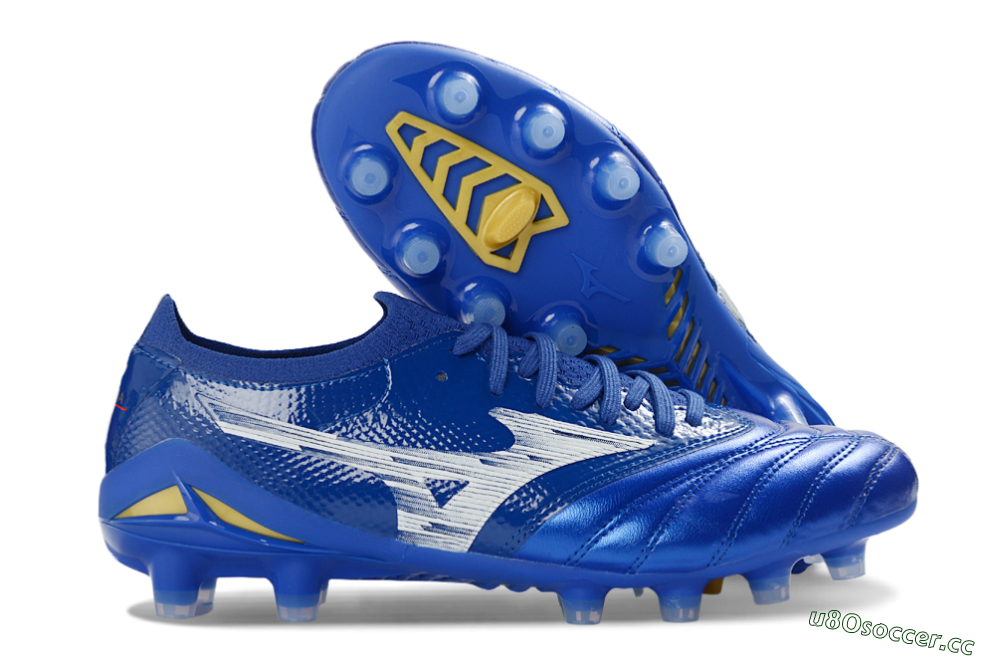 Men's Mizuno Morelia Neo 3 FG Firm Ground Low-Tops Football Boots - Blue/Electric Blue/White 2