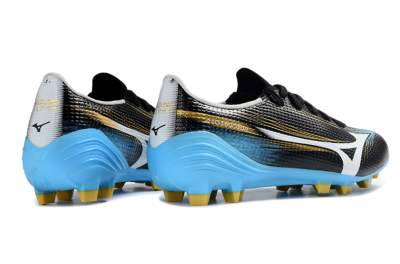 Men's Mizuno Alpha 3 FG Firm Ground Low-Tops Football Boots - Black/Sky Blue/Golden Yellow
