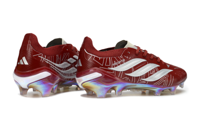 Unisex Adidas Predator 26 Elite FG Firm Ground Low-Tops Football Boots - Red/Crimson Burst/Metallic Glow