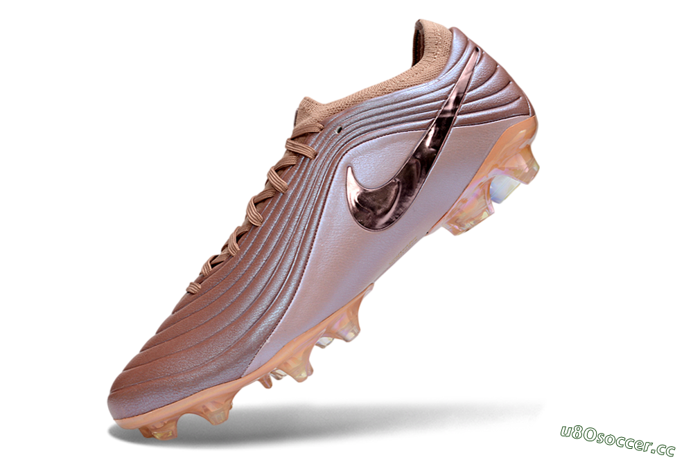 Unisex Nike Tiempo Legend 11 Elite FG Firm Ground Low-Tops Football Boots - Brown/Rose Gold/Pastel Pink 5