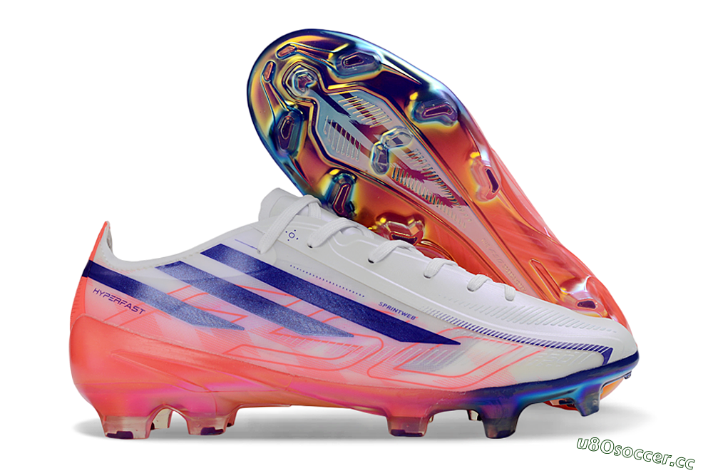 Unisex Adidas F50 Hyperfast 2026 World Cup FG Firm Ground Low-Tops Football Boots - White/Electric Pink/Deep Purple 2