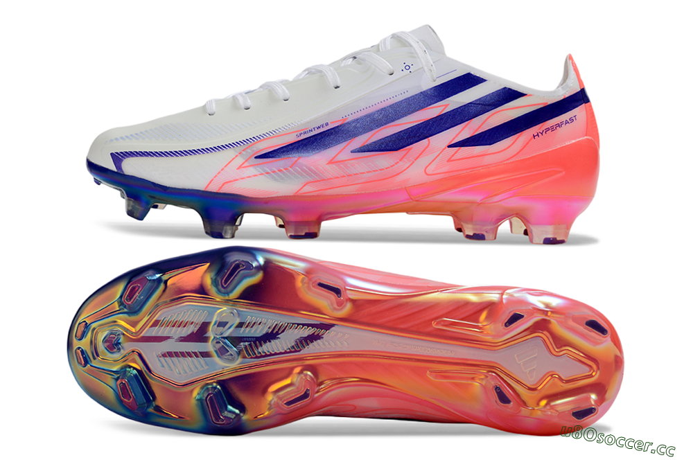 Unisex Adidas F50 Hyperfast 2026 World Cup FG Firm Ground Low-Tops Football Boots - White/Electric Pink/Deep Purple 1