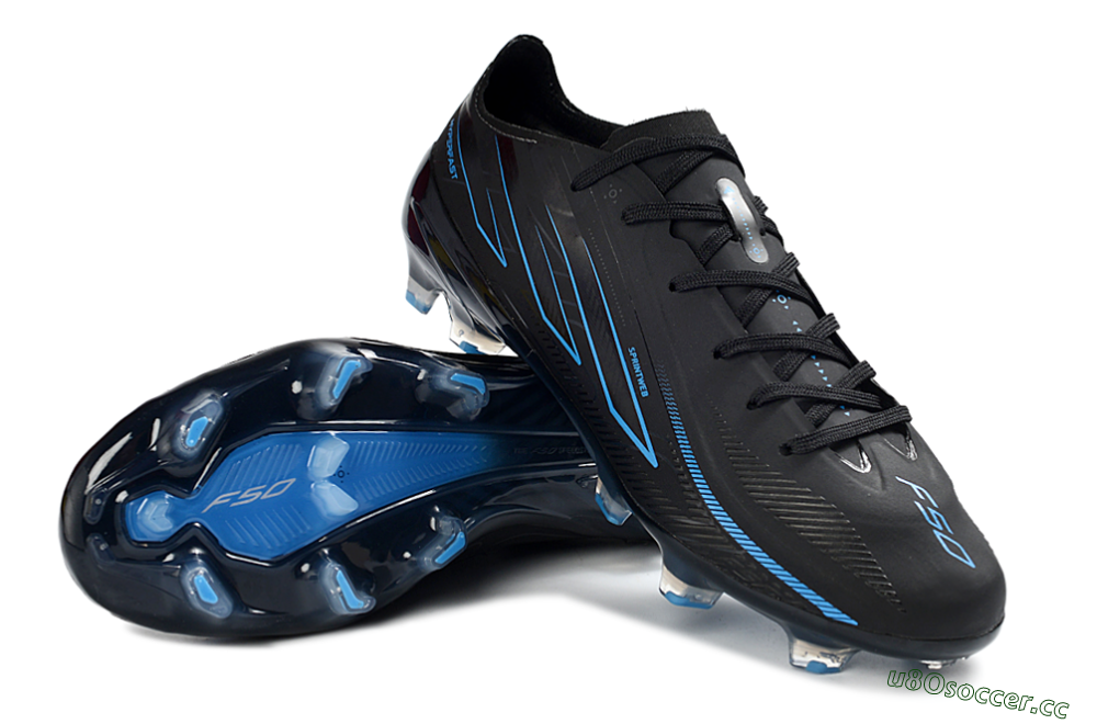 Unisex Adidas F50 Hyperfast 2026 World Cup FG Firm Ground Low-Tops Football Boots - Black/Electric Blue/Graphite Grey 3