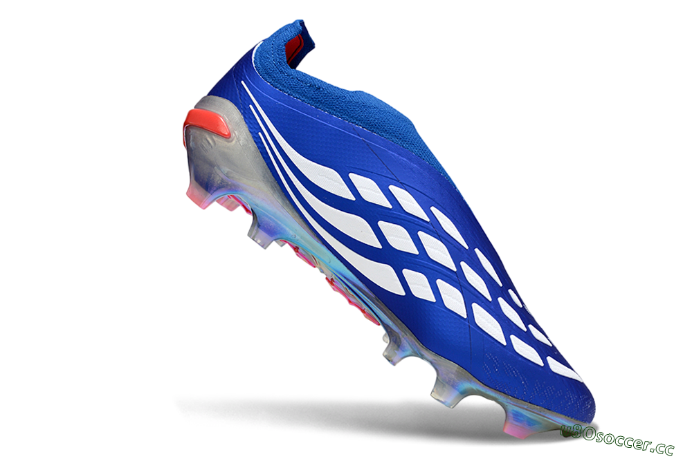 Unisex Adidas Predator 26 Elite Laceless FG Firm Ground Low-Tops Football Boots - Blue/Electric Blue/Silver Reflective 4