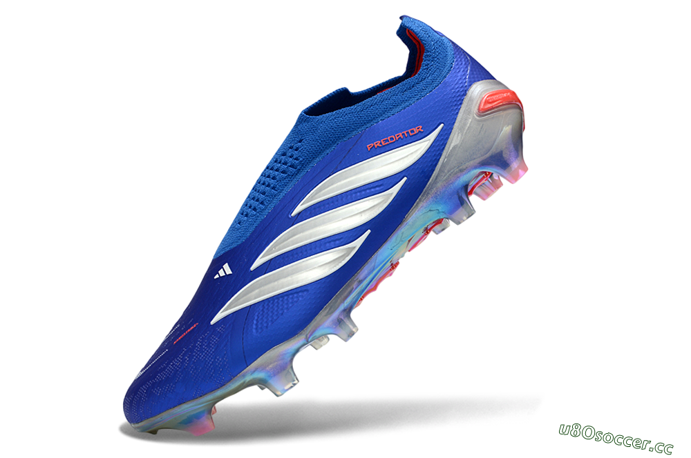 Unisex Adidas Predator 26 Elite Laceless FG Firm Ground Low-Tops Football Boots - Blue/Electric Blue/Silver Reflective 5