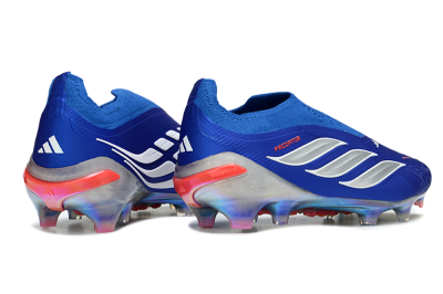 Unisex Adidas Predator 26 Elite Laceless FG Firm Ground Low-Tops Football Boots - Blue/Electric Blue/Silver Reflective