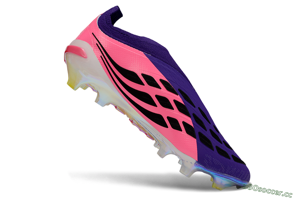 Unisex Adidas Predator 26 Elite Laceless FG Firm Ground Low-Tops Football Boots - Purple/Neon Pink/Plum 4