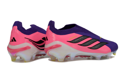 Unisex Adidas Predator 26 Elite Laceless FG Firm Ground Low-Tops Football Boots - Purple/Neon Pink/Plum