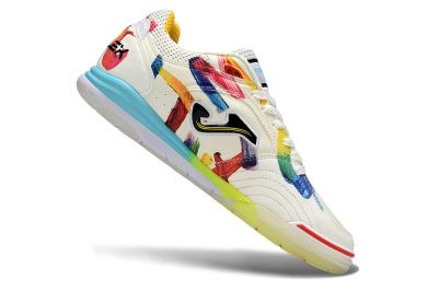Men's Joma Top Flex IC Indoor & Futsal Low-Tops Football Shoes - White/Bright Yellow/Blue Sky