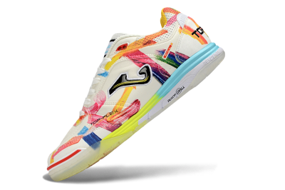 Men's Joma Top Flex IC Indoor & Futsal Low-Tops Football Shoes - White/Bright Yellow/Blue Sky