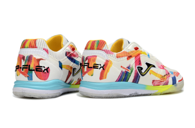Men's Joma Top Flex IC Indoor & Futsal Low-Tops Football Shoes - White/Bright Yellow/Blue Sky