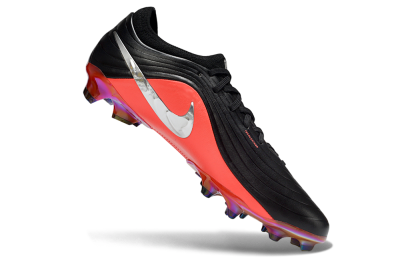 Unisex Nike Tiempo Legend 11 Elite FG Firm Ground Low-Tops Football Boots - Black/Vibrant Coral/Shiny Silver