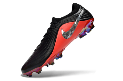 Unisex Nike Tiempo Legend 11 Elite FG Firm Ground Low-Tops Football Boots - Black/Vibrant Coral/Shiny Silver