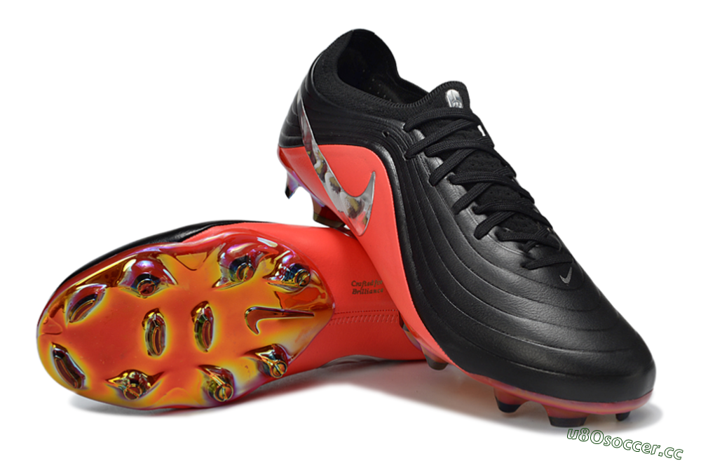 Unisex Nike Tiempo Legend 11 Elite FG Firm Ground Low-Tops Football Boots - Black/Vibrant Coral/Shiny Silver 3