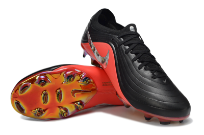 Unisex Nike Tiempo Legend 11 Elite FG Firm Ground Low-Tops Football Boots - Black/Vibrant Coral/Shiny Silver