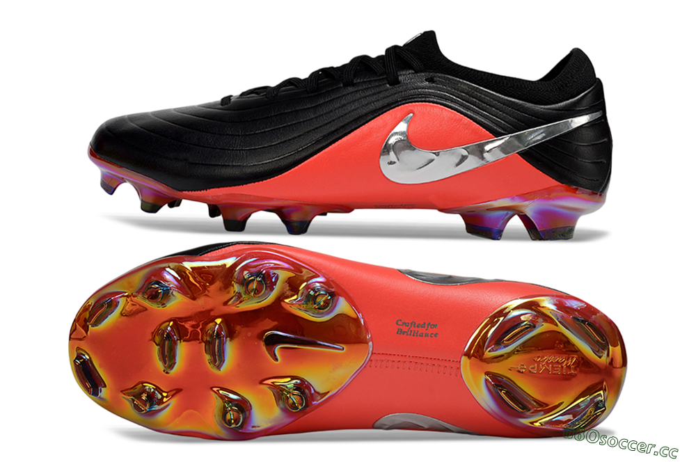 Unisex Nike Tiempo Legend 11 Elite FG Firm Ground Low-Tops Football Boots - Black/Vibrant Coral/Shiny Silver 1