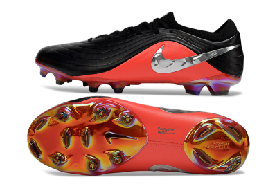 Unisex Nike Tiempo Legend 11 Elite FG Firm Ground Low-Tops Football Boots - Black/Vibrant Coral/Shiny Silver