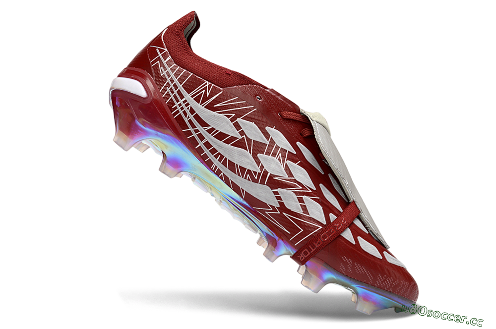 Unisex Adidas Predator 26 Elite Fold-Over Tongue FG Firm Ground Low-Tops Football Boots - Red/Crimson Blaze/Metallic Silver 4