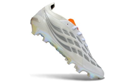 Unisex Adidas Predator 26 Elite FG Firm Ground Low-Tops Football Boots - White/Neon Orange/Crystal White