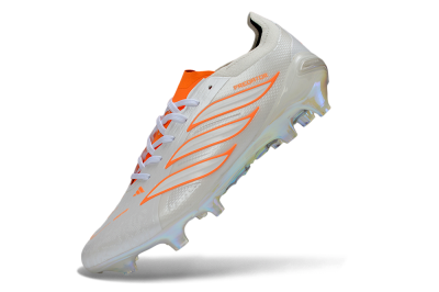 Unisex Adidas Predator 26 Elite FG Firm Ground Low-Tops Football Boots - White/Neon Orange/Crystal White