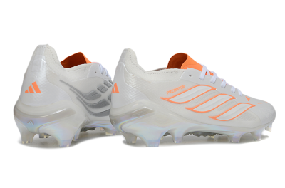 Unisex Adidas Predator 26 Elite FG Firm Ground Low-Tops Football Boots - White/Neon Orange/Crystal White