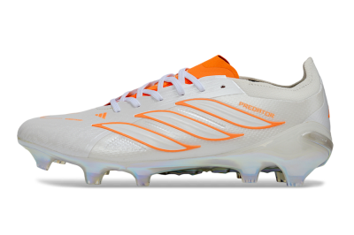 Unisex Adidas Predator 26 Elite FG Firm Ground Low-Tops Football Boots - White/Neon Orange/Crystal White