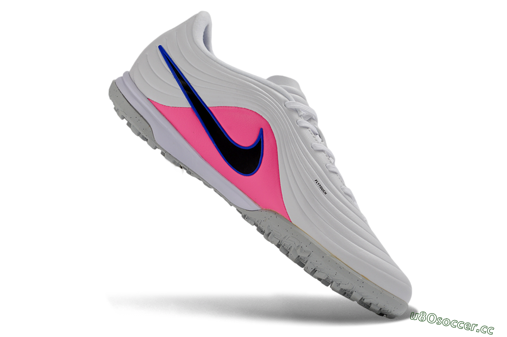 Men's Nike Tiempo Legend 11 Pro TF Artificial Turf Low-Tops Football Shoes - White/Electric Blue/Hot Pink 4