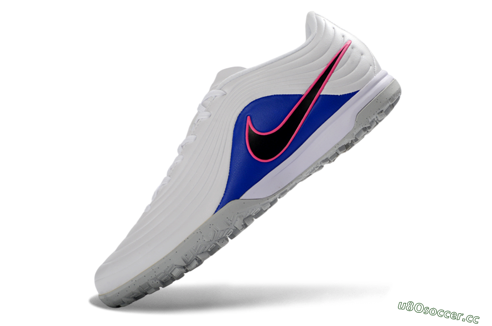Men's Nike Tiempo Legend 11 Pro TF Artificial Turf Low-Tops Football Shoes - White/Electric Blue/Hot Pink 5