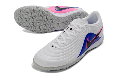 Men's Nike Tiempo Legend 11 Pro TF Artificial Turf Low-Tops Football Shoes - White/Electric Blue/Hot Pink