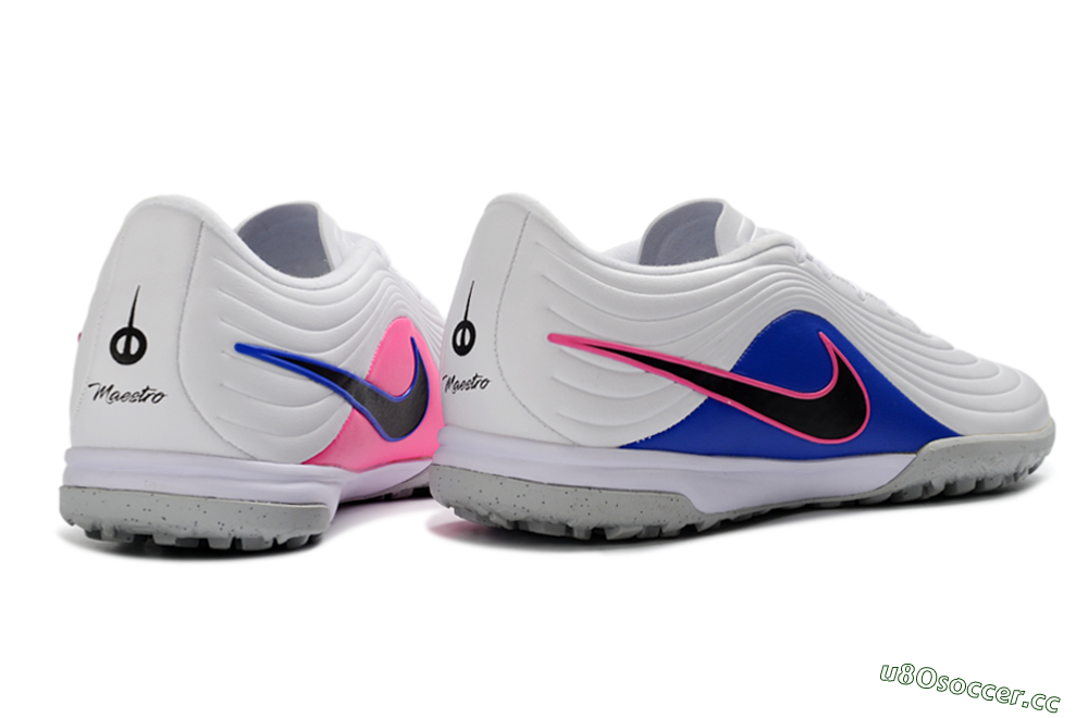 Men's Nike Tiempo Legend 11 Pro TF Artificial Turf Low-Tops Football Shoes - White/Electric Blue/Hot Pink 6