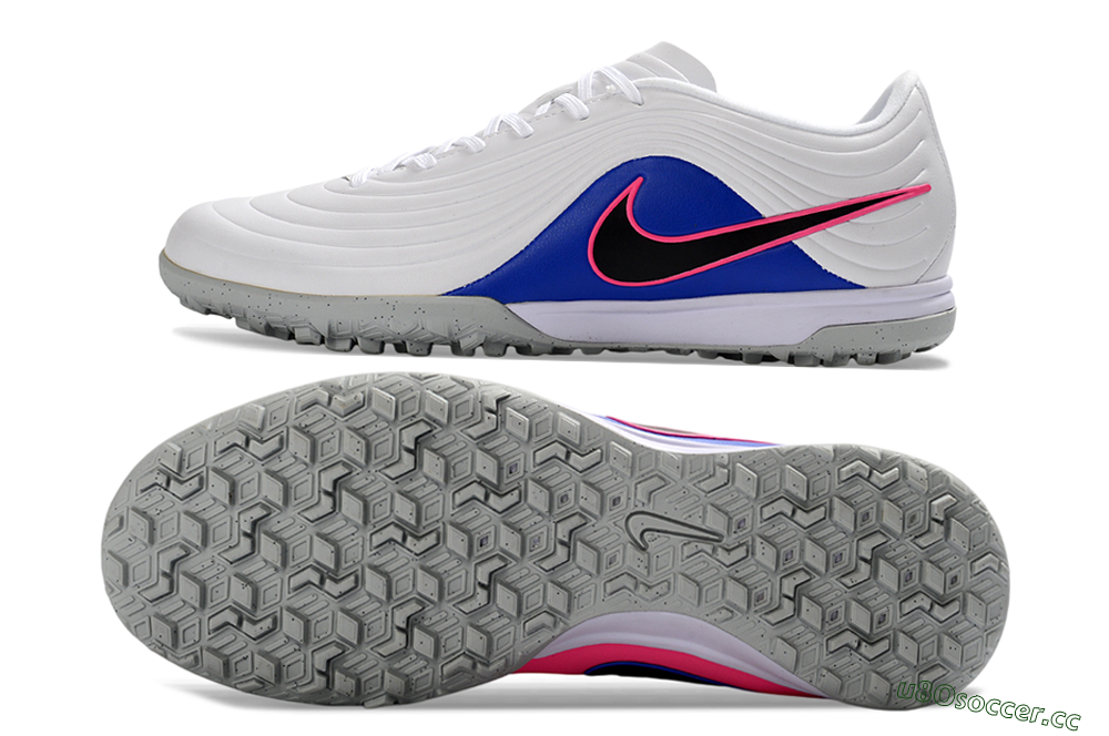 Men's Nike Tiempo Legend 11 Pro TF Artificial Turf Low-Tops Football Shoes - White/Electric Blue/Hot Pink 1