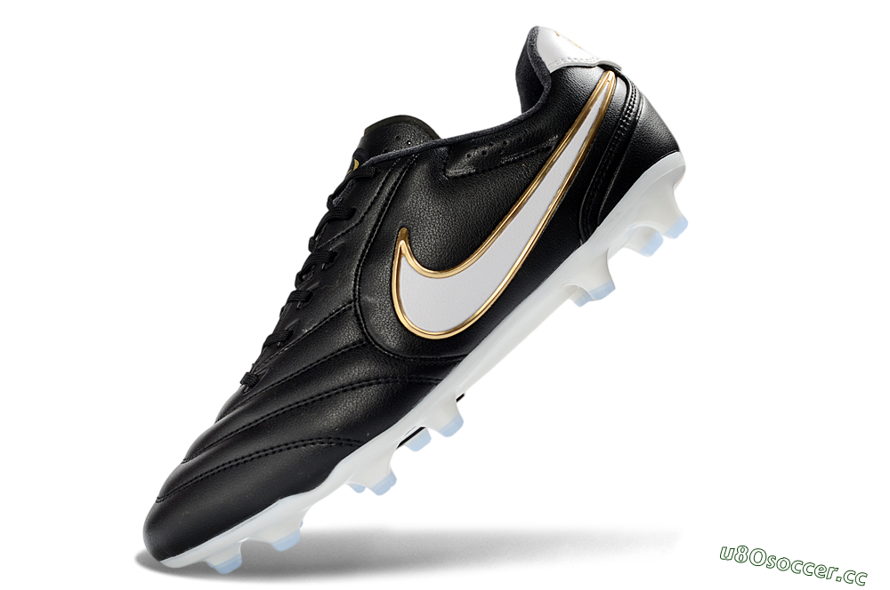 Men's Nike Tiempo Ligera Pro FG Firm Ground Low-Tops Football Boots - Black/Gold/White 5