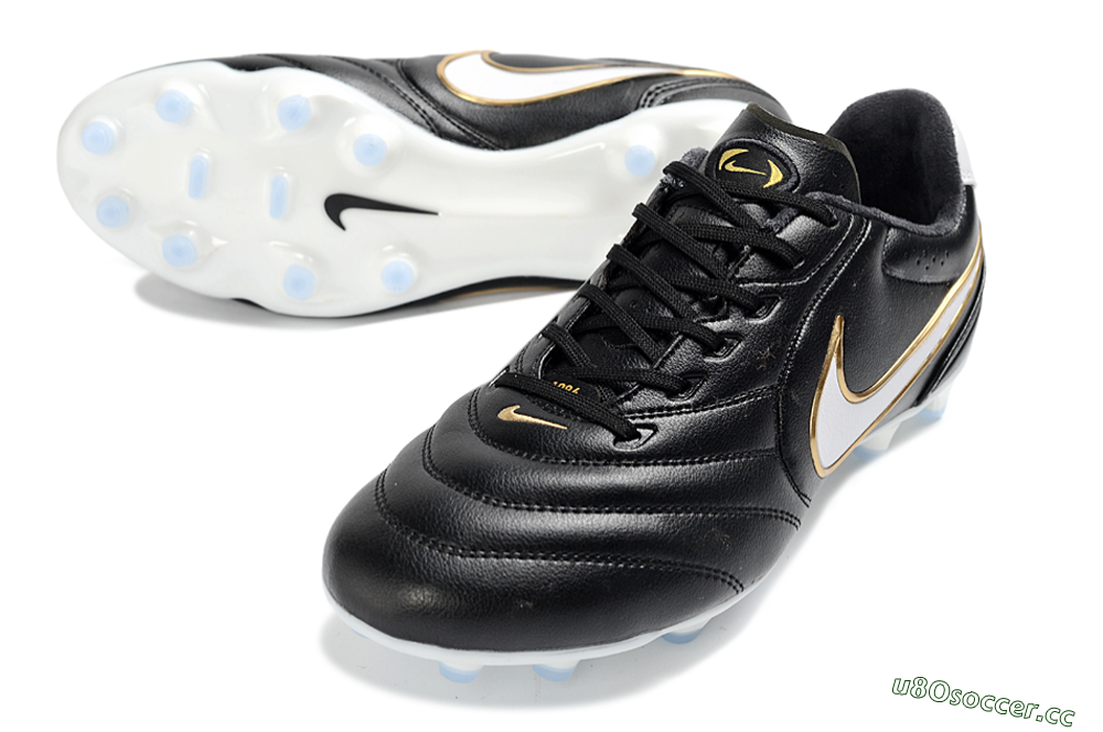 Men's Nike Tiempo Ligera Pro FG Firm Ground Low-Tops Football Boots - Black/Gold/White 3