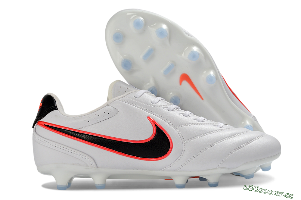 Men's Nike Tiempo Ligera Pro FG Firm Ground Low-Tops Football Boots - White/Neon Orange/Black 2