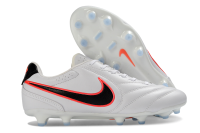 Men's Nike Tiempo Ligera Pro FG Firm Ground Low-Tops Football Boots - White/Neon Orange/Black