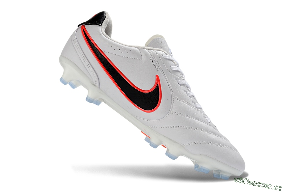 Men's Nike Tiempo Ligera Pro FG Firm Ground Low-Tops Football Boots - White/Neon Orange/Black 4