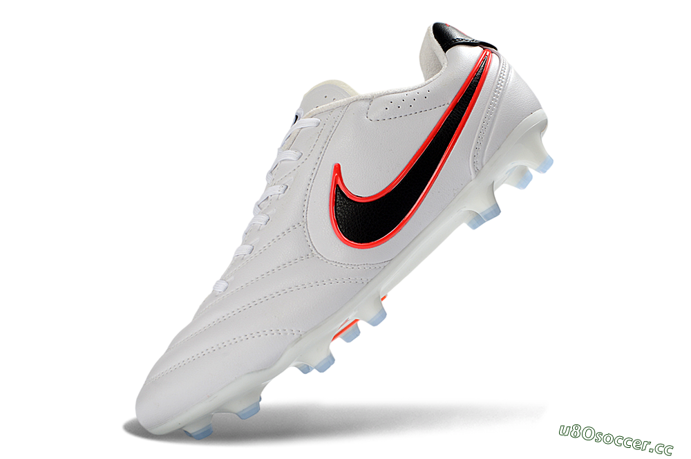 Men's Nike Tiempo Ligera Pro FG Firm Ground Low-Tops Football Boots - White/Neon Orange/Black 5