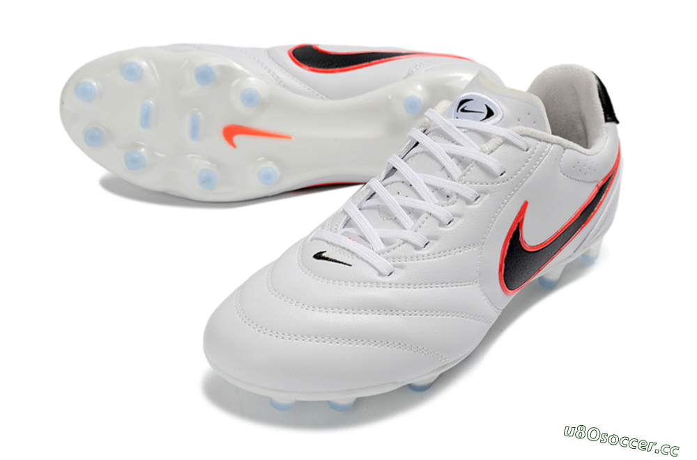 Men's Nike Tiempo Ligera Pro FG Firm Ground Low-Tops Football Boots - White/Neon Orange/Black 3